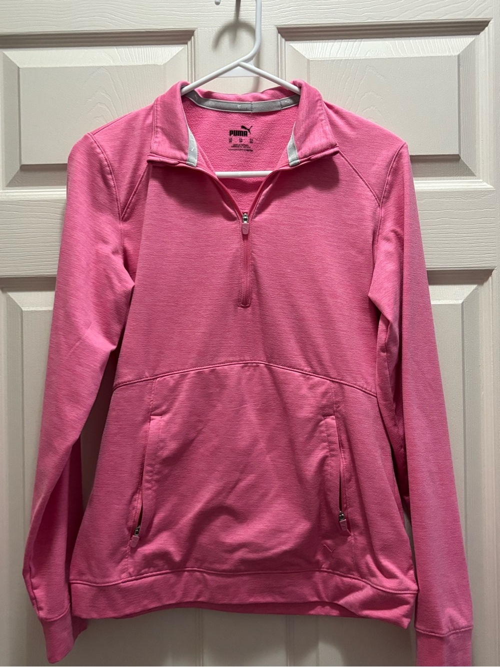 Puma Women's Pink Quarter-Zip Pullover Sweater